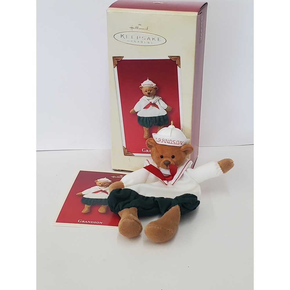2002 Hallmark Keepsake Ornament Grandson Sailor Bear Plush 2070N with Box